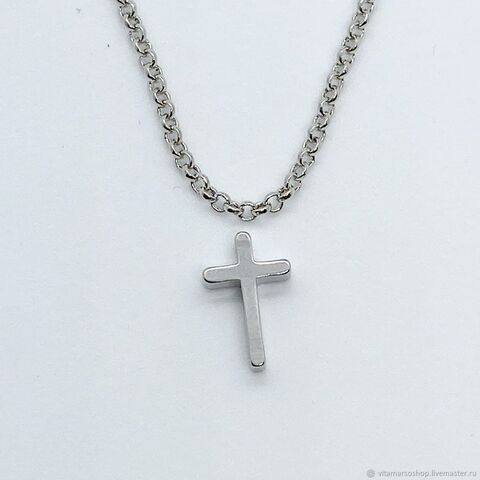 УЦЕНКА!!! Подвеска Крестик 13*8 мм, родиевое покрытие У090