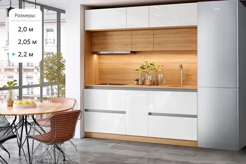 ЛДСП Кухня Карина Центральная секция 2200 (Сонома, Белый глянцевый)