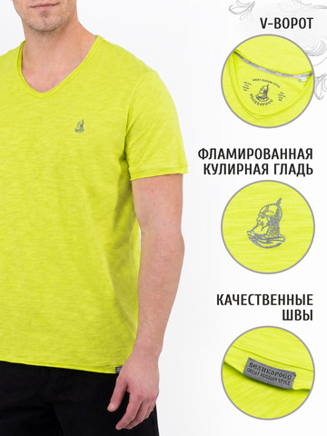 Футболка салатового цвета с V-вырезом