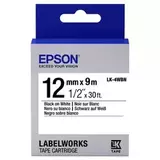 654021 Картридж EPSON с лентой LK4WBN (лента стандартная 12мм, Бел./Черн.)