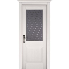 Купить Межкомнатная дверь массив сосны Элегия Браш эмаль слоновая кость остеклённая