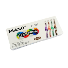 Ручка шариковая, масляная, Piano, синие чернила, цветной тонированный корпус с рисунком, 12 шт