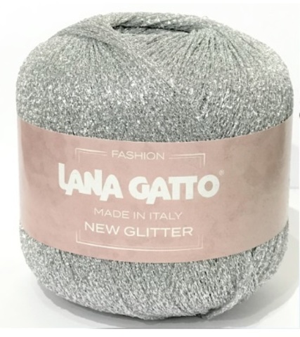 Пряжа Lana Gatto New Glitter 8592 серебро