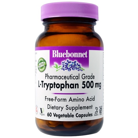 Bluebonnet Nutrition, L-Tryptophan, 500 mg, 60 Vegetable Capsules