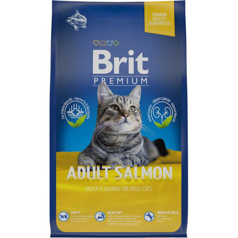 Brit Premium Cat Adult Salmon сухой корм для взрослых кошек (лосось) 800 гр