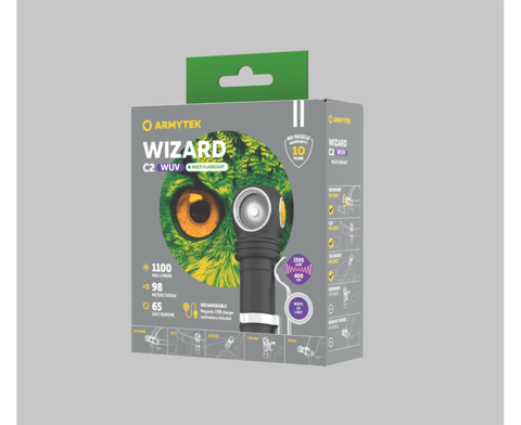 Фонарь универсальный Armytek Wizard C2 WUV черный/желтый лам.:светодиод.x1 (F08901UF)