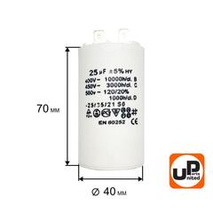 Конденсатор UNITED PARTS CBB60, 25 мкФ, 450В, 2 клеммы (90-0978)