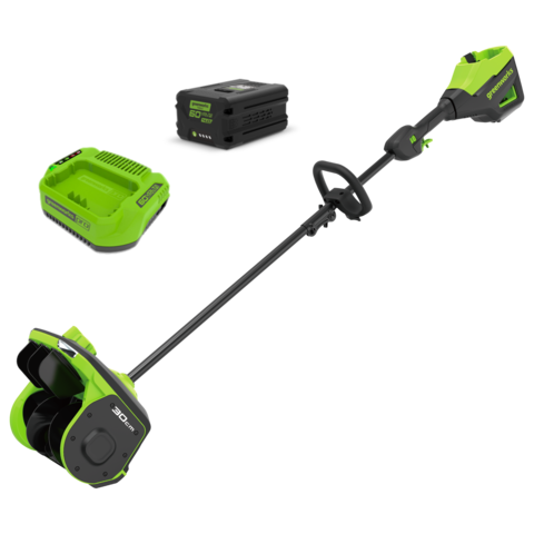 Аккумуляторная снегоуборочная лопата Greenworks GD60SS2  Арт. 2603207UG, 60V, 30 см, с регулируемым направлением выброса, бесщеточный, c 1хАКБ 5Ач и ЗУ
