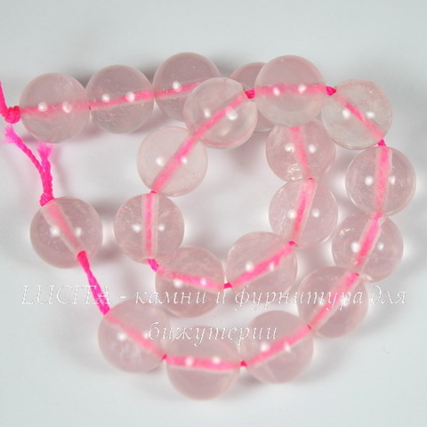 Бусина Кварц, шарик, цвет - розовый, 10 мм, нить