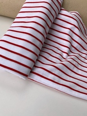 Отрез 0,35м Трикотаж Breton stripes, Белый с красным