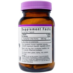 Bluebonnet Nutrition, L-Tryptophan, 500 mg, 60 Vegetable Capsules
