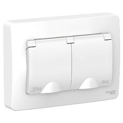 Розетка 2-м СП BLANCA 16А 250Взащ. шторки с заземл. IP44 ясень SchE BLNRS441125