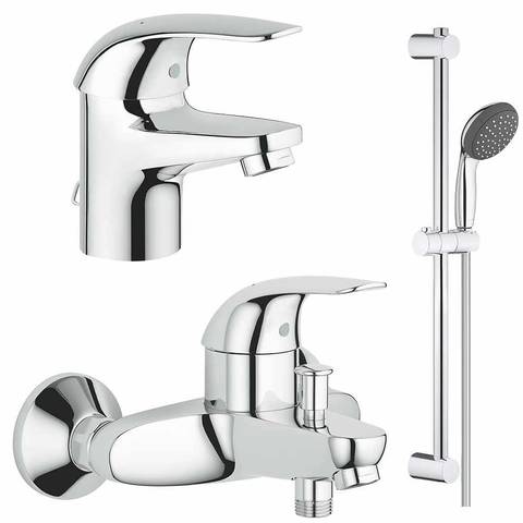 Комплект смесителей с душевым гарнитуром Grohe Euroeco 125054