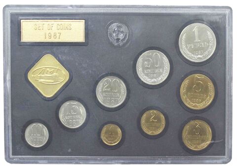 Набор регулярных монет СССР 1987 года ЛМД с жетоном (Твердый)