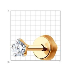 170023-Одиночная серьга-пусет из золота 585 пробы