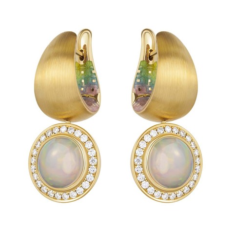 Серьги с Опалом и Бриллиантами, Эмаль, E0178-302/1