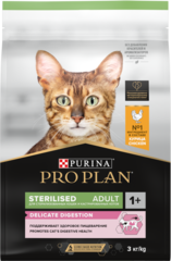 Pro Plan Sterilised сухой корм для стерилизованных кошек с чувствительным пищеварением (курица) 3кг