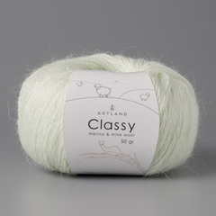 Classy, пряжа с люрексом и пайетками, шелк-5%, мериносовая шерсть-20%, нейлон-30%, норка-45%, 50 гр, 240 м, светлая мята