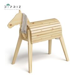 Деревянный конь Харри декоративный, из массива сосны с хвостом и гривой