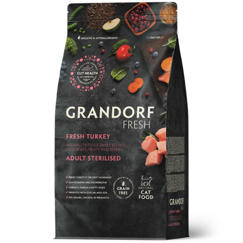 GRANDORF FRESH Свежее мясо индейки с бататом для стерилизованных или пожилых кошек