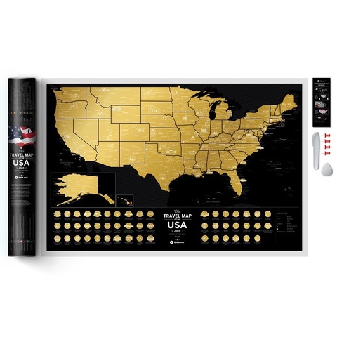 Скретч Карта Travel Map USA Black