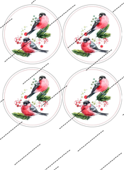 Картинка на вафельной бумаге Снегири (бенто, 10 см)