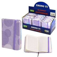 
          Записная книжка, А7, Alingar, 7БЦ, ПВХ, на резинке, клетка, 96 л., "Шары", сиреневый