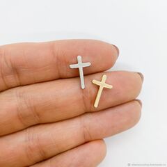 УЦЕНКА!!! Подвеска Крестик 13*8 мм, родиевое покрытие У090