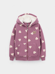 джемпер  для девочки  КР 302826/темная орхидея,сердечки к591