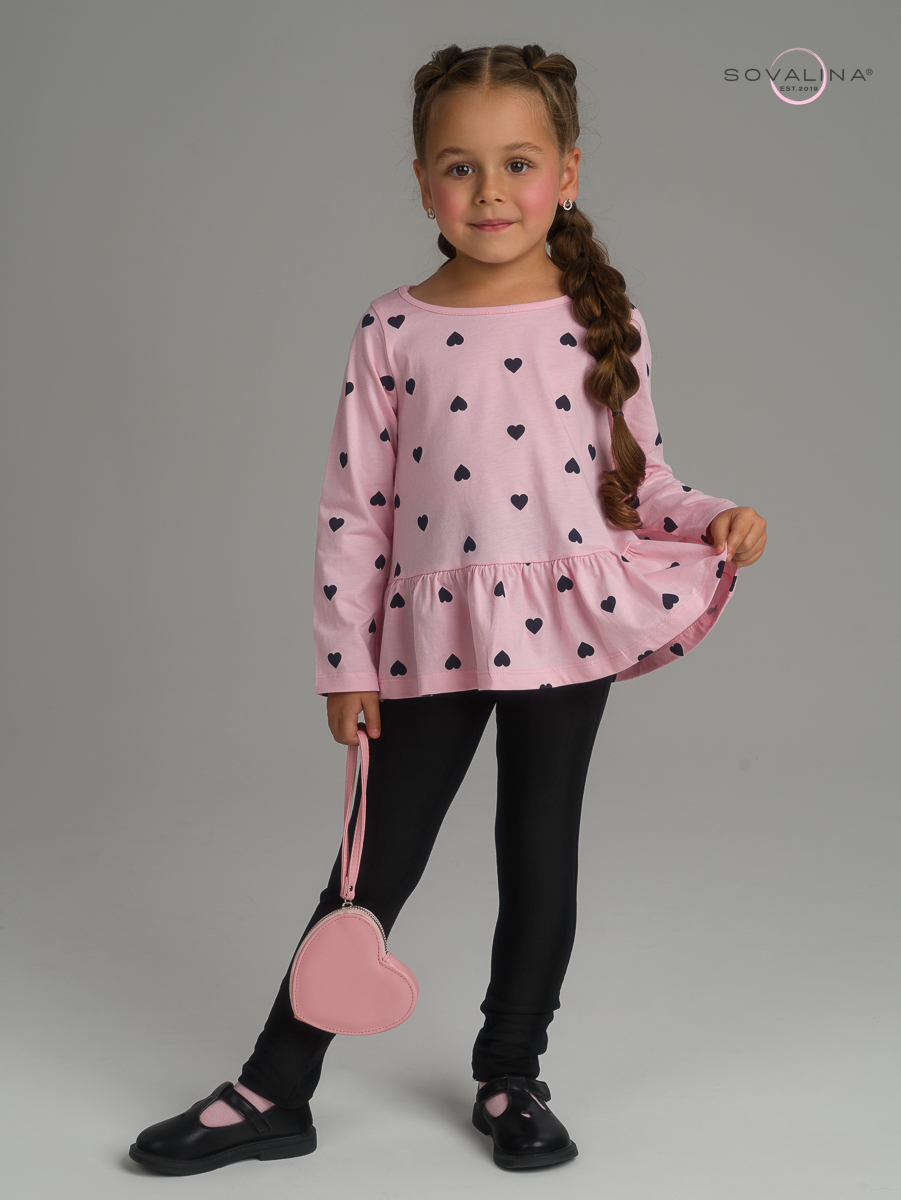 Костюм Алиса черные сердечки на розовом-черная
