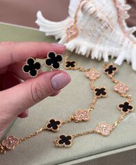 Серьги клевер на английском замке VCA качество rose VGOLD