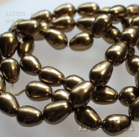 5821 Хрустальный жемчуг Сваровски Crystal Antique Brass  грушевидный 11х8 мм ()
