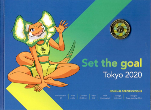 2 доллара 2020г (2021) Паралимпийские игры в Токио 2021г UNC в буклете Австралия