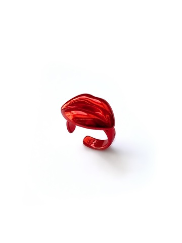 Серебряная серьга-кафф «Поцелованная» red