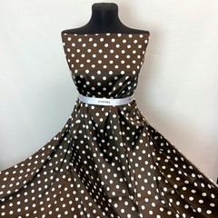 Мерный лоскут 1, 2 м шелк коричневый с белым горохом 1176