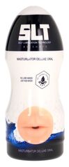 Телесный мастурбатор-ротик с эффектом смазки Deluxe Oral - 