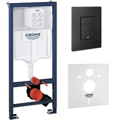 Система инсталляции для унитаза GROHE Solido 5 в 1 с панелью смыва Even, фантомный черный (1000046)