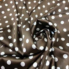 Мерный лоскут 1, 2 м шелк коричневый с белым горохом 1176