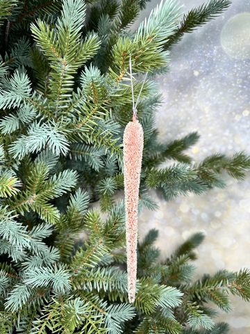 Елочная игрушка 22см ChristmasDeLuxe Сосулька медная с глиттером и стеклярусом