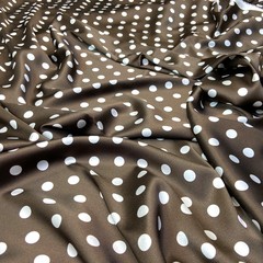 Мерный лоскут 1, 2 м шелк коричневый с белым горохом 1176
