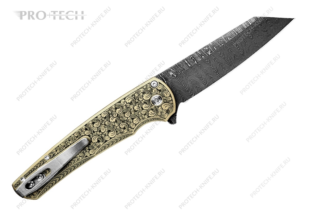 Нож Pro-Tech Malibu Bronze Anodize Titanuim Engraved 2022 - фотография 