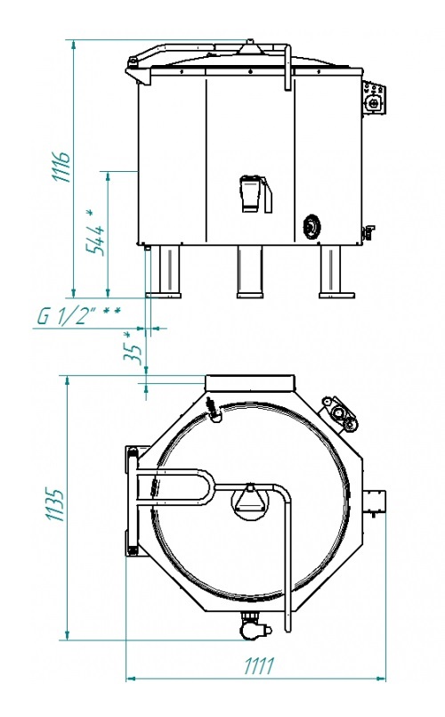 Котел пищеварочный Abat КПЭМ-250 шестигранный