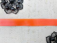 Лента атласная, ш. 1,2 см, оранжевый неон