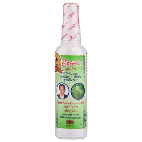 Лосьон спрей с синим чаем против выпадения Jinda Herbal Serum Fresh Mee Leaf Butterfly Pea, 120 мл