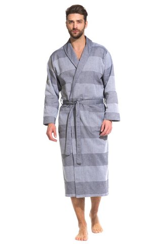 Легкий мужской халат из органического хлопка 417 серый  PÊCHE MONNAIE