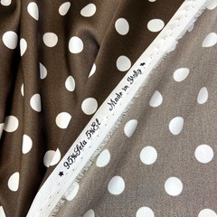 Мерный лоскут 1, 2 м шелк коричневый с белым горохом 1176