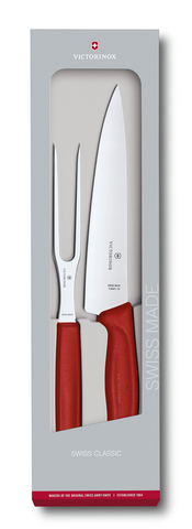 Набор Victorinox для разделки мяса, нож 19 см и вилка 15 см, красная рукоять (6.7131.2G) 2 предмета в подарочной упаковке