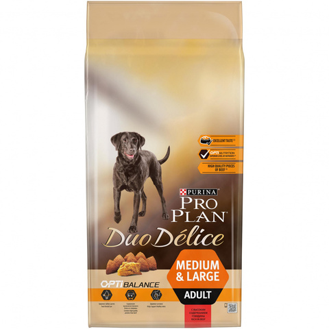 Pro Plan Duo Delice собаки Сред/КрупПород Говядина, сухой (10 кг)