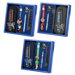 
          Канцелярский набор Basir с цветным брелоком, пеналом, ручкой, линейкой и компасом, серия "Спорт" ассорти