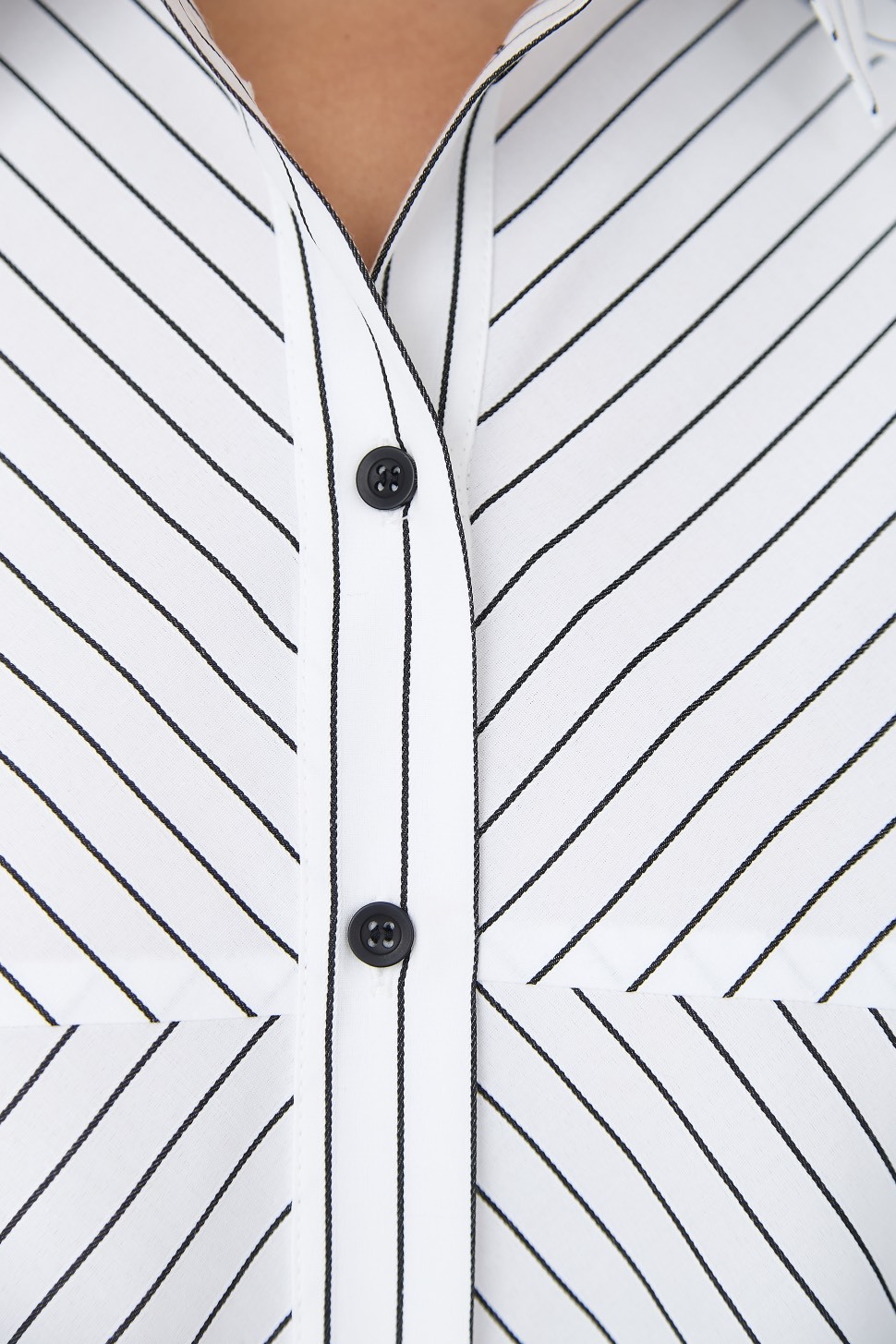 Рубашка прямая комбинированная в полоску, черно-белый